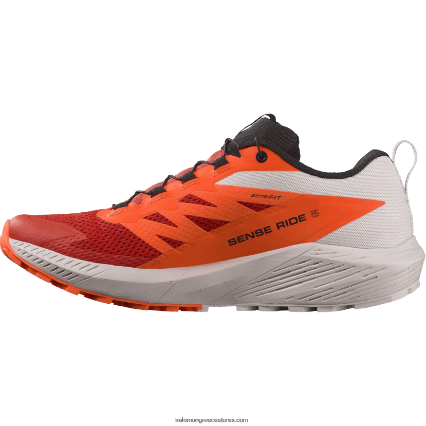 ανδρικά παπούτσια τρεξίματος - sense ride 5 Salomon σεληνιακός βράχος/συγκλονιστικό πορτοκαλί/φλογερό κόκκινο DXFPHB1434