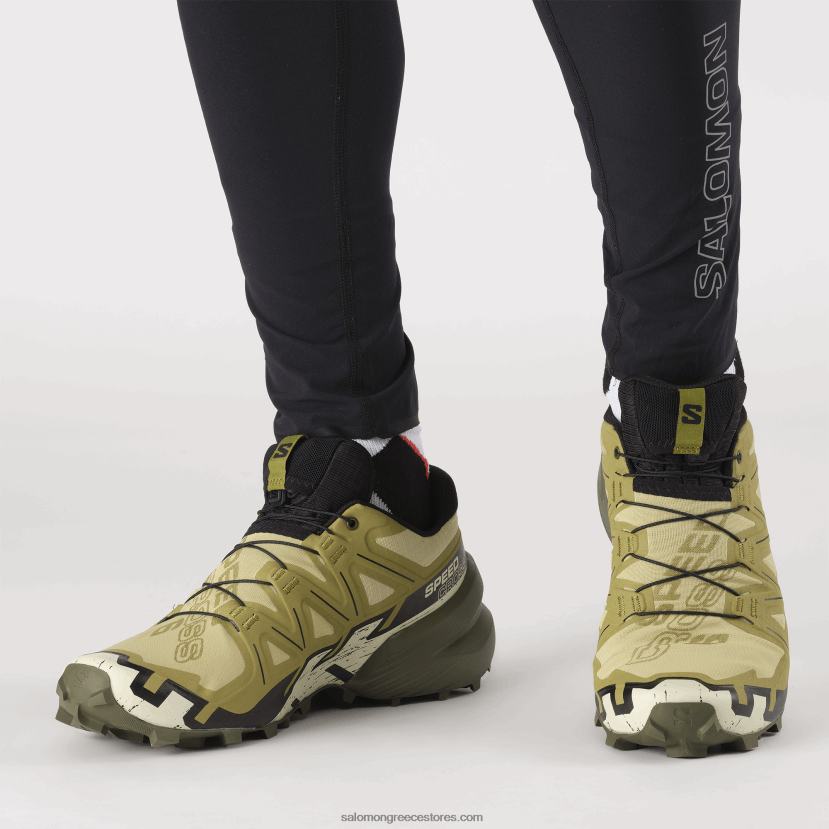 ανδρικά παπούτσια τρεξίματος - speedcross 6 Salomon πρασοπράσινη/μαύρη/λευκασμένη άμμος DXFPHB1450