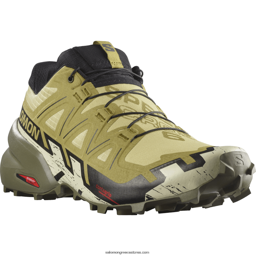 ανδρικά παπούτσια τρεξίματος - speedcross 6 Salomon πρασοπράσινη/μαύρη/λευκασμένη άμμος DXFPHB1450