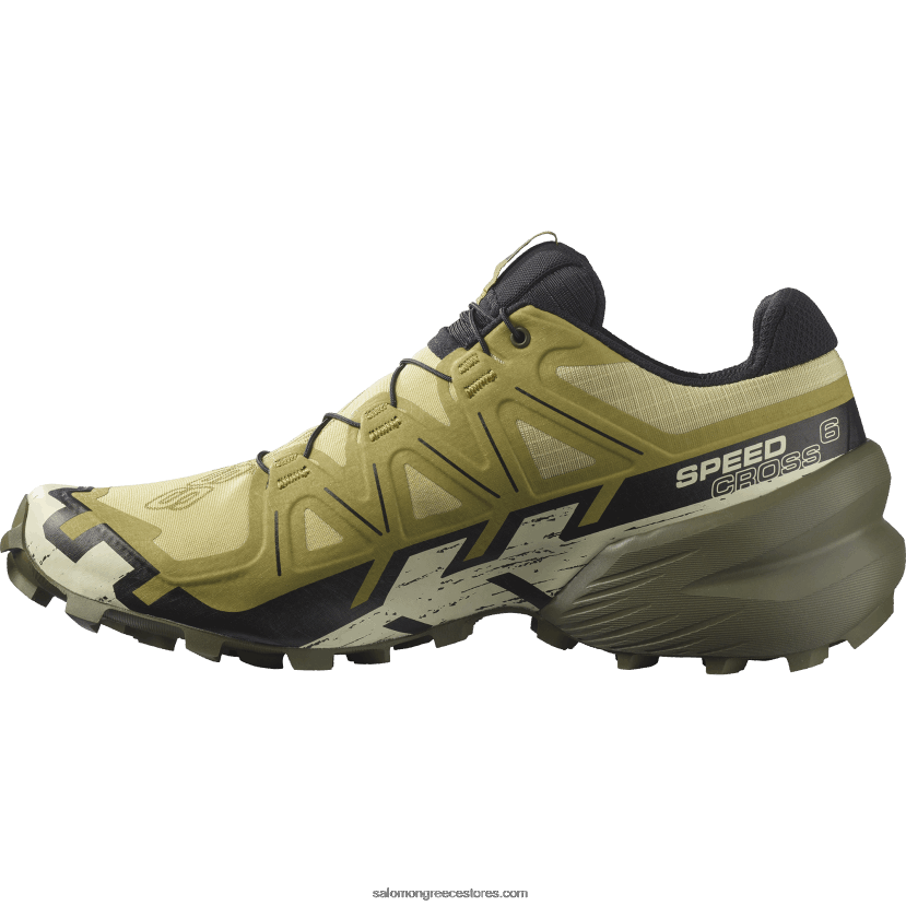 ανδρικά παπούτσια τρεξίματος - speedcross 6 Salomon πρασοπράσινη/μαύρη/λευκασμένη άμμος DXFPHB1450