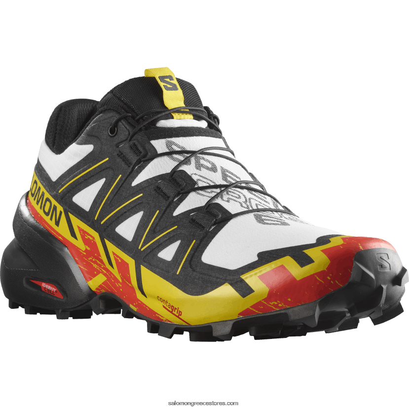 ανδρικά παπούτσια τρεξίματος - speedcross 6 Salomon λευκό/μαύρο/αυτοκρατορικό κίτρινο DXFPHB1451