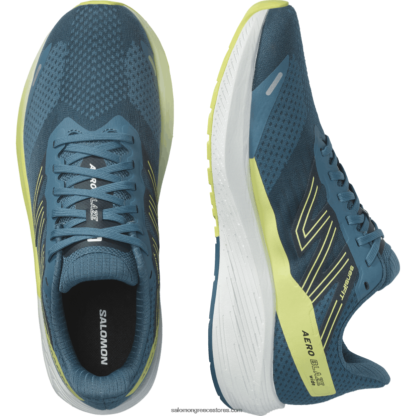 ανδρικά παπούτσια για τρέξιμο - aero blaze Salomon μπλε στάχτες/ηλιόλουστο ασβέστη/σκούρο ζαφείρι DXFPHB1068