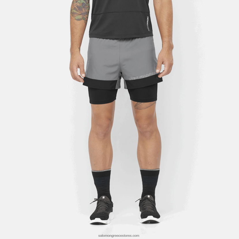 ανδρικό σορτς - σταυρός 2σε1 Salomon ήσυχη απόχρωση/βαθύ μαύρο DXFPHB280
