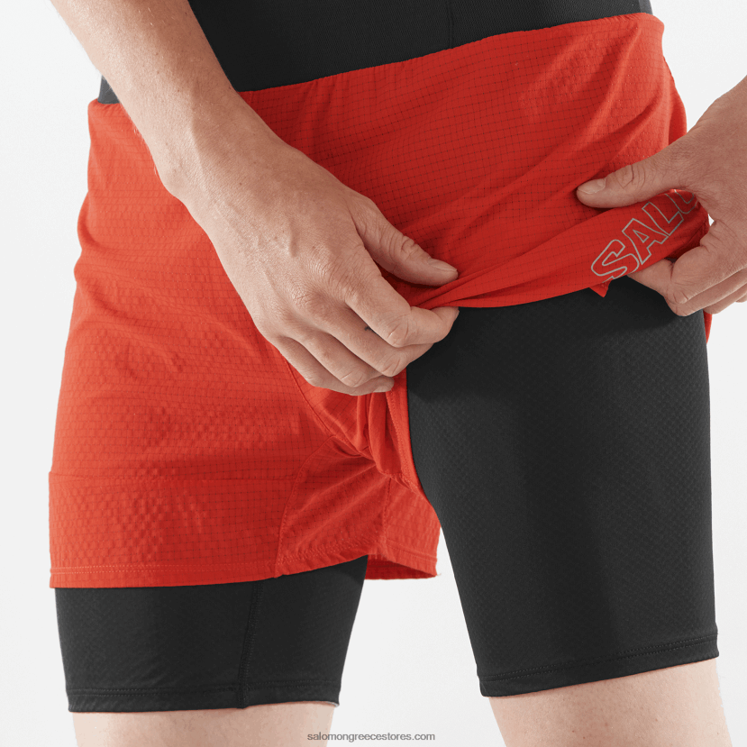 ανδρικό σορτς - sense aero 2in1 Salomon φλογερό κόκκινο DXFPHB293