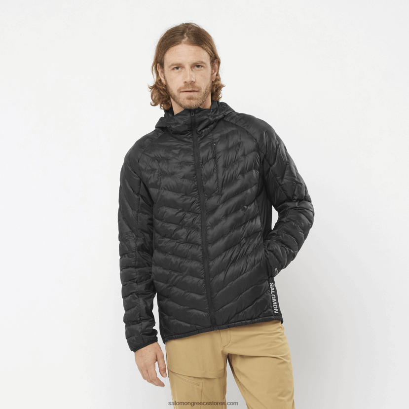ανδρικό μονωμένο μπουφάν με κουκούλα - περίγραμμα primaloft Salomon βαθύ μαύρο DXFPHB1087