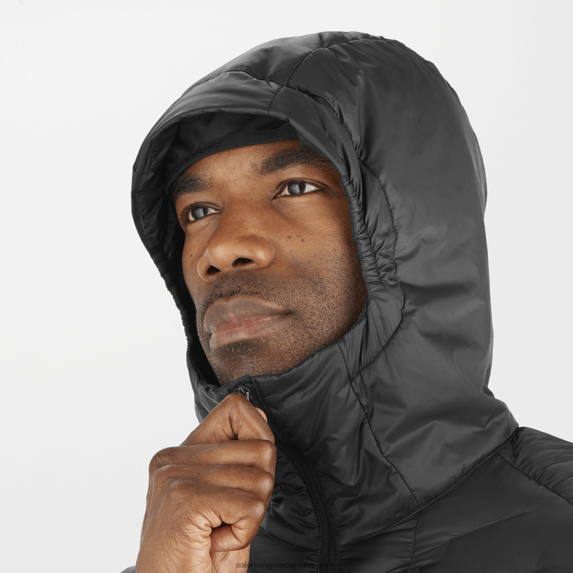 ανδρικό μονωμένο μπουφάν με κουκούλα - περίγραμμα primaloft Salomon βαθύ μαύρο DXFPHB1087