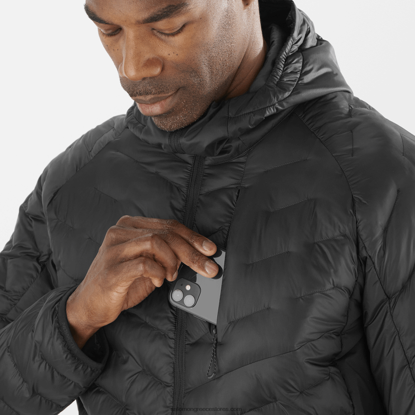 ανδρικό μονωμένο μπουφάν με κουκούλα - περίγραμμα primaloft Salomon βαθύ μαύρο DXFPHB1087