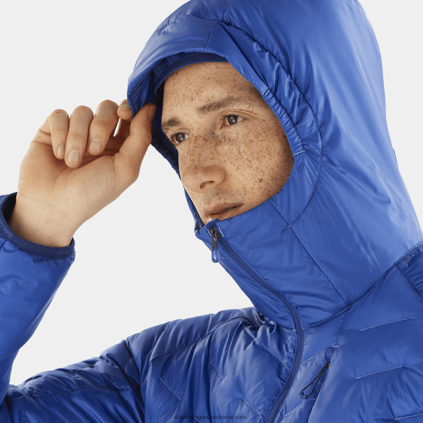 ανδρικό μονωμένο μπουφάν με κουκούλα - περίγραμμα primaloft Salomon ναυτικό μπλε/ναυτικό παιώνια DXFPHB1089