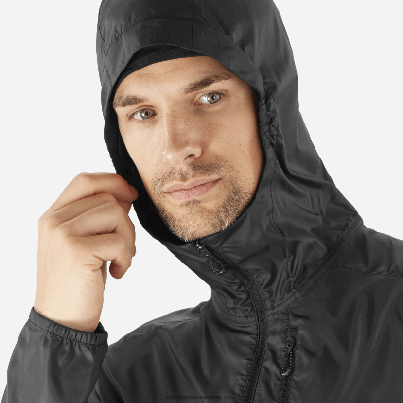 ανδρικό wind jacket hoodie - bonatti cross wind Salomon βαθύ μαύρο DXFPHB1094