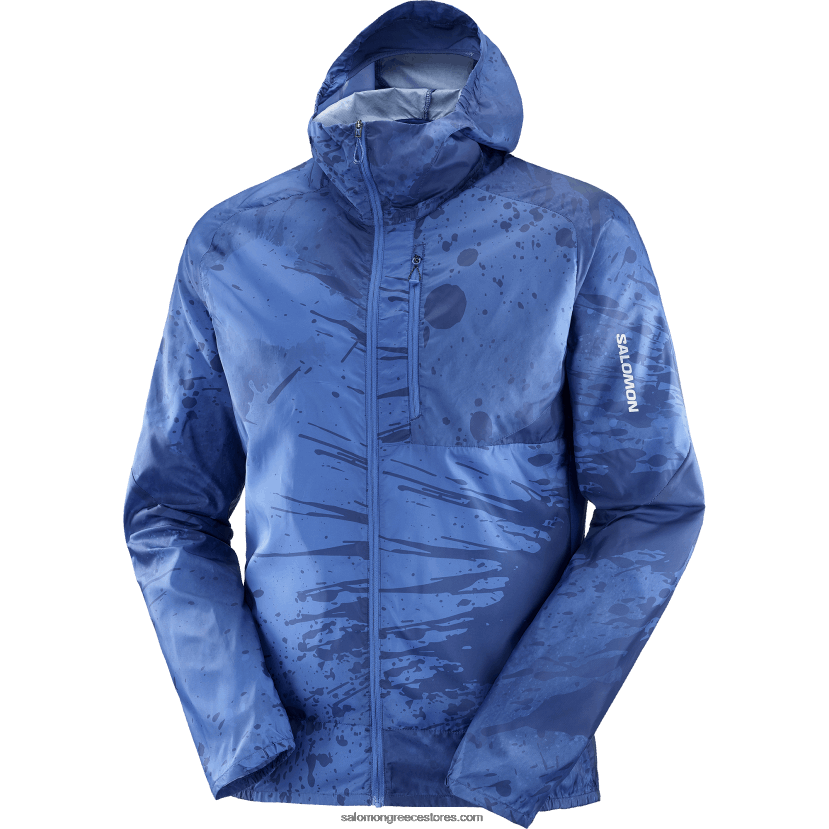 ανδρικό wind jacket hoodie - bonatti cross wind Salomon ναυτικό μπλε/αο/ναυτικό παιώνια DXFPHB1097