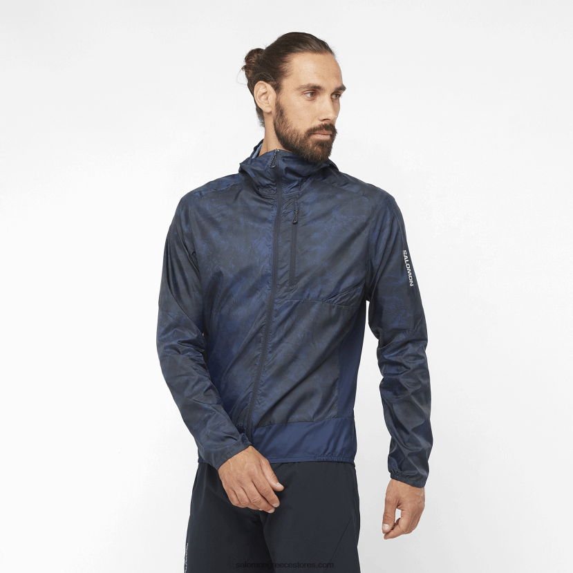 ανδρικό wind jacket hoodie - bonatti cross wind Salomon ναυτική ίριδα/ao/βαθύ μαύρο DXFPHB1093