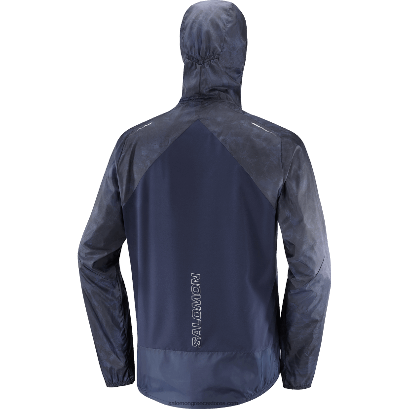 ανδρικό wind jacket hoodie - bonatti cross wind Salomon ναυτική ίριδα/ao/βαθύ μαύρο DXFPHB1093
