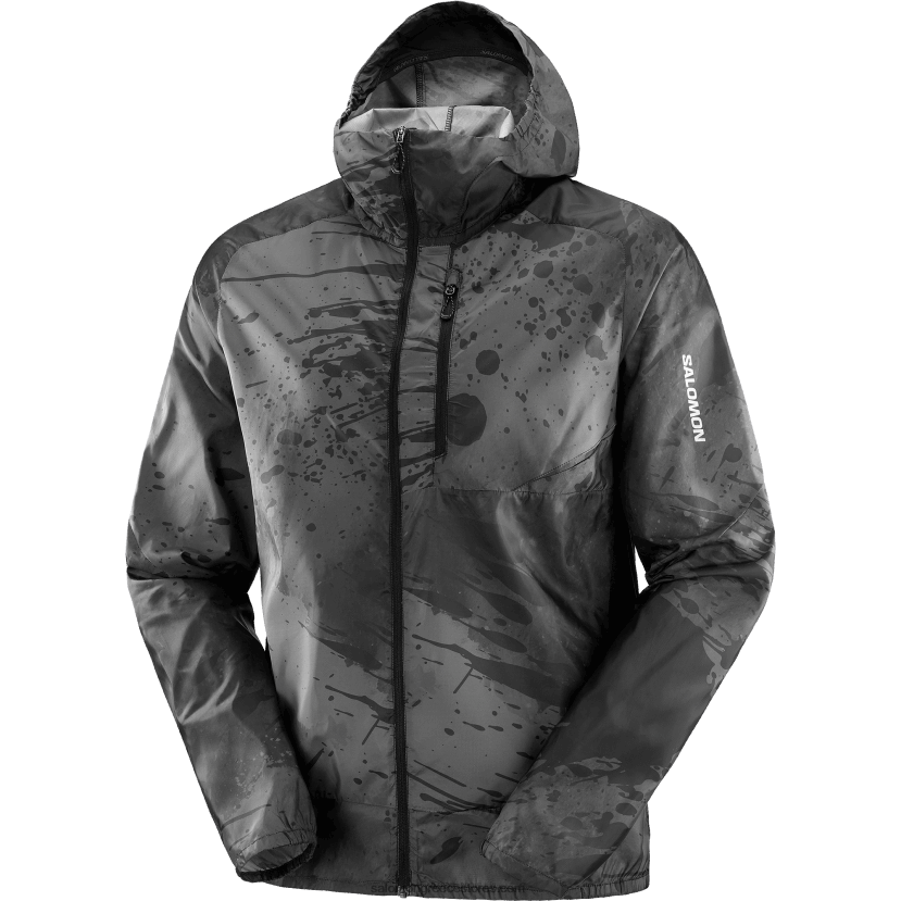 ανδρικό wind jacket hoodie - bonatti cross wind Salomon βαθύ μαύρο/ao/περισκόπιο DXFPHB1095