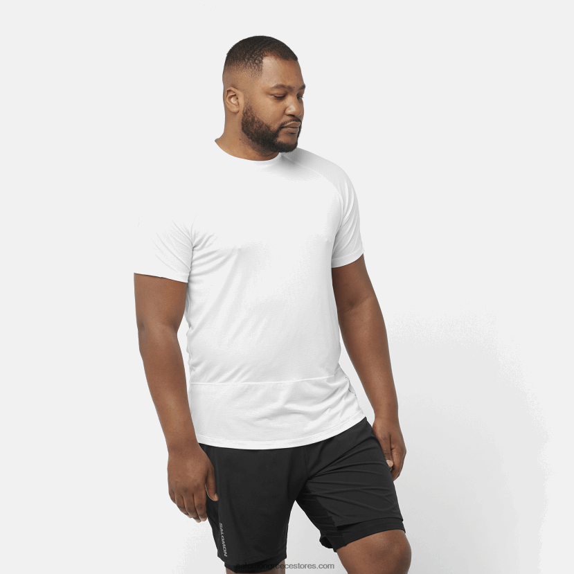 ανδρικό κοντομάνικο μπλουζάκι - σταυρωτό τρέξιμο Salomon άσπρο DXFPHB234