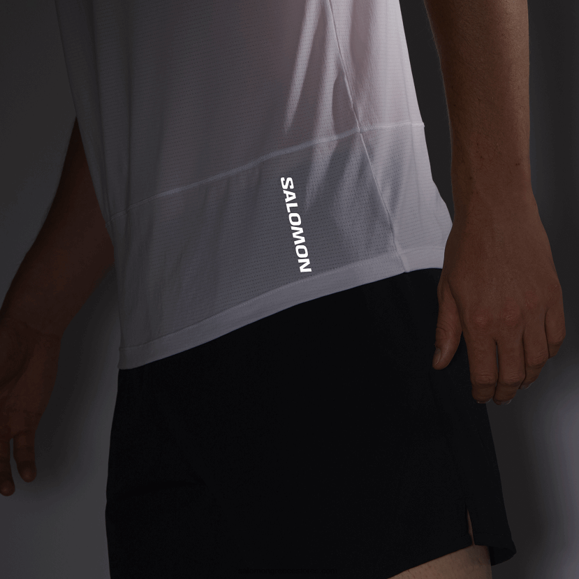 ανδρικό κοντομάνικο μπλουζάκι - σταυρωτό τρέξιμο Salomon άσπρο DXFPHB234