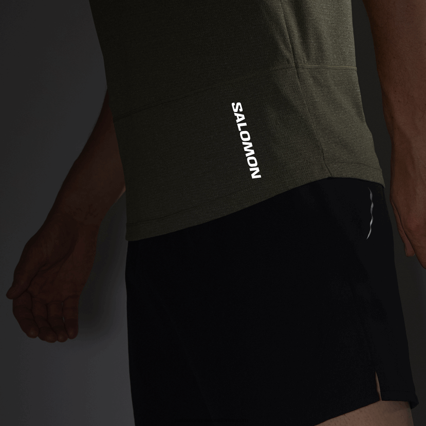ανδρικό κοντομάνικο μπλουζάκι - σταυρωτό τρέξιμο Salomon σταφυλόφυλλο/ρεκί DXFPHB237