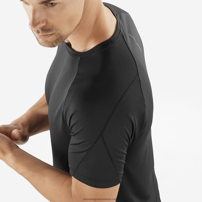 ανδρικό κοντομάνικο μπλουζάκι - σταυρωτό τρέξιμο Salomon βαθύ μαύρο DXFPHB238