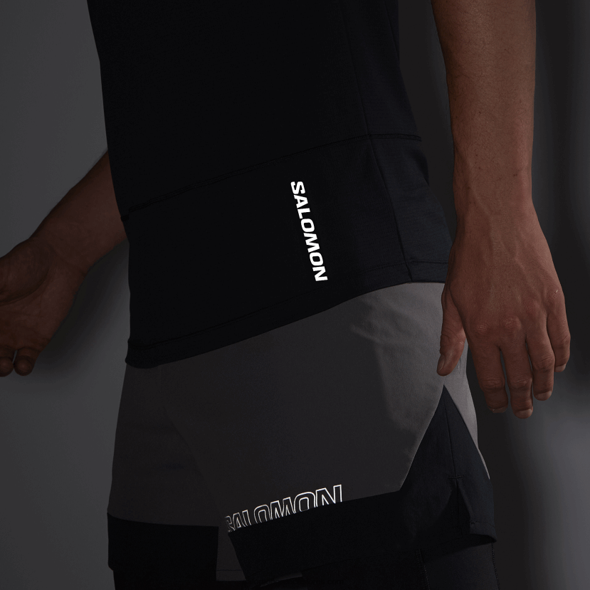 ανδρικό κοντομάνικο μπλουζάκι - σταυρωτό τρέξιμο Salomon βαθύ μαύρο DXFPHB238