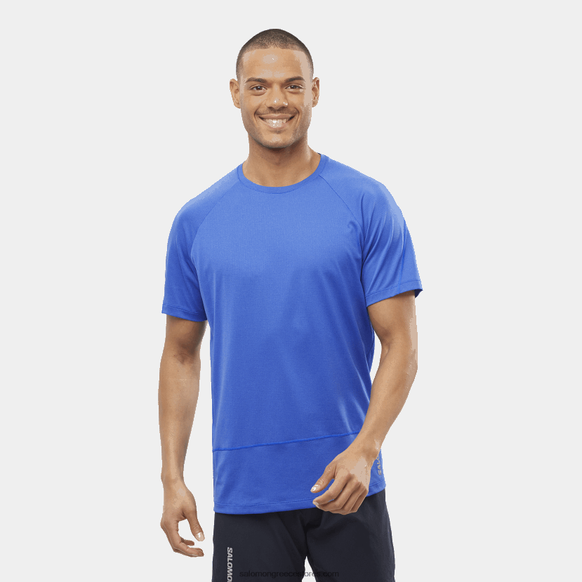 ανδρικό κοντομάνικο μπλουζάκι - σταυρωτό τρέξιμο Salomon ναυτικό μπλε DXFPHB240
