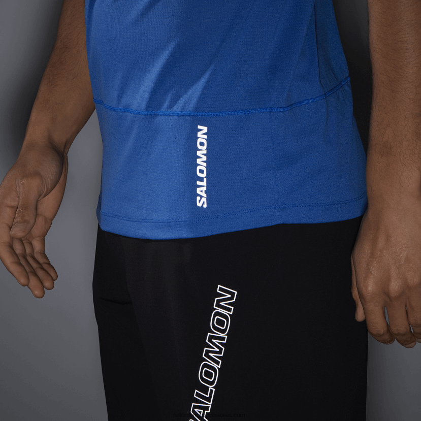ανδρικό κοντομάνικο μπλουζάκι - σταυρωτό τρέξιμο Salomon ναυτικό μπλε DXFPHB240