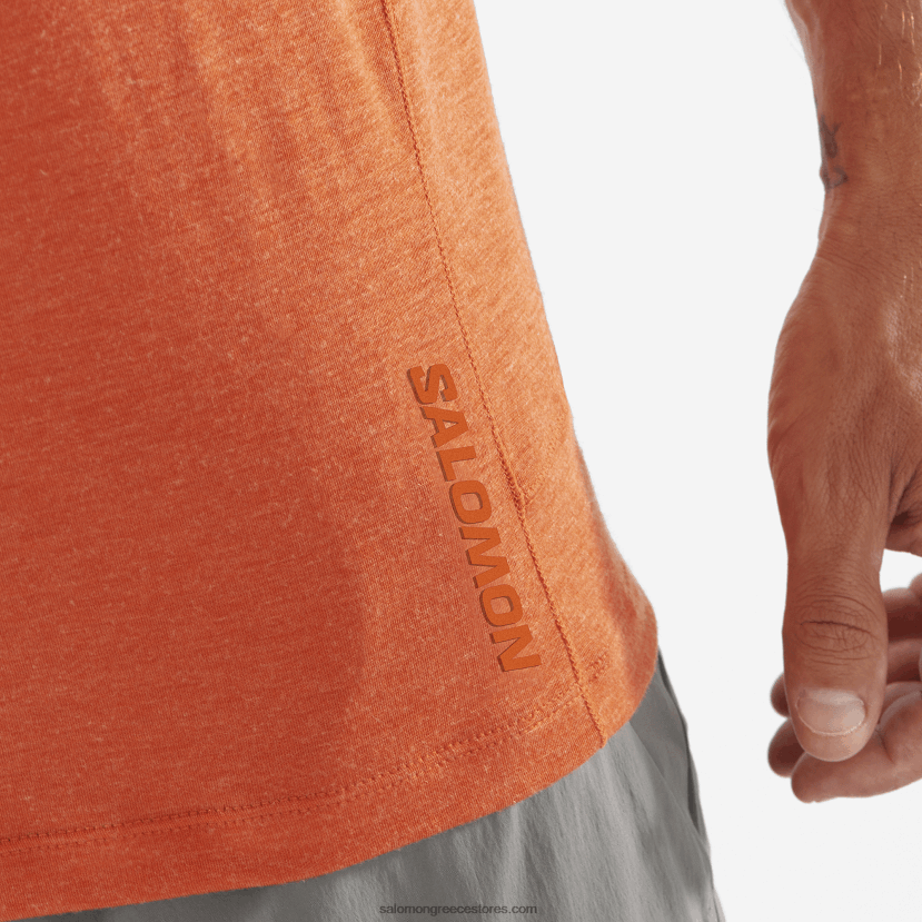 ανδρικό κοντομάνικο μπλουζάκι - runlife Salomon καμένη ώχρα/ρεκί DXFPHB1199