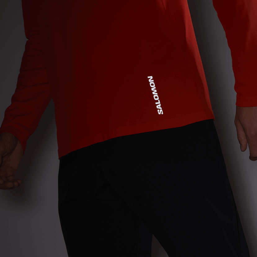 ανδρικό μακρυμάνικο μπλουζάκι - sense aero χωρίς ραφή Salomon φλογερό κόκκινο DXFPHB231