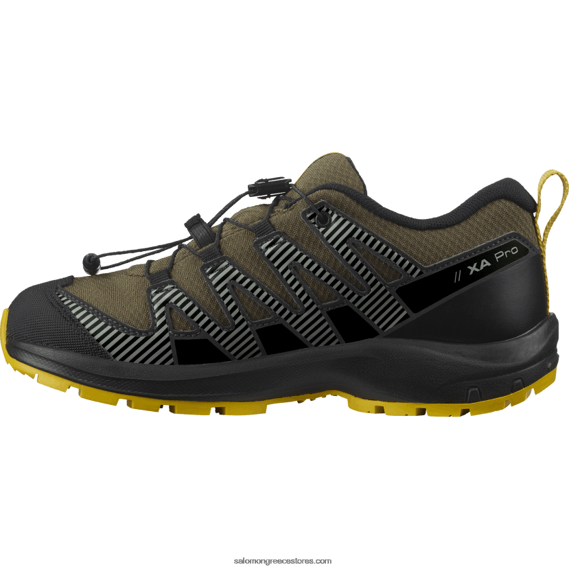 junior - παιδικά παπούτσια - xa pro v8 clima αδιάβροχα Salomon ελιάς νύχτα/μαύρο/θειάφι DXFPHB1362