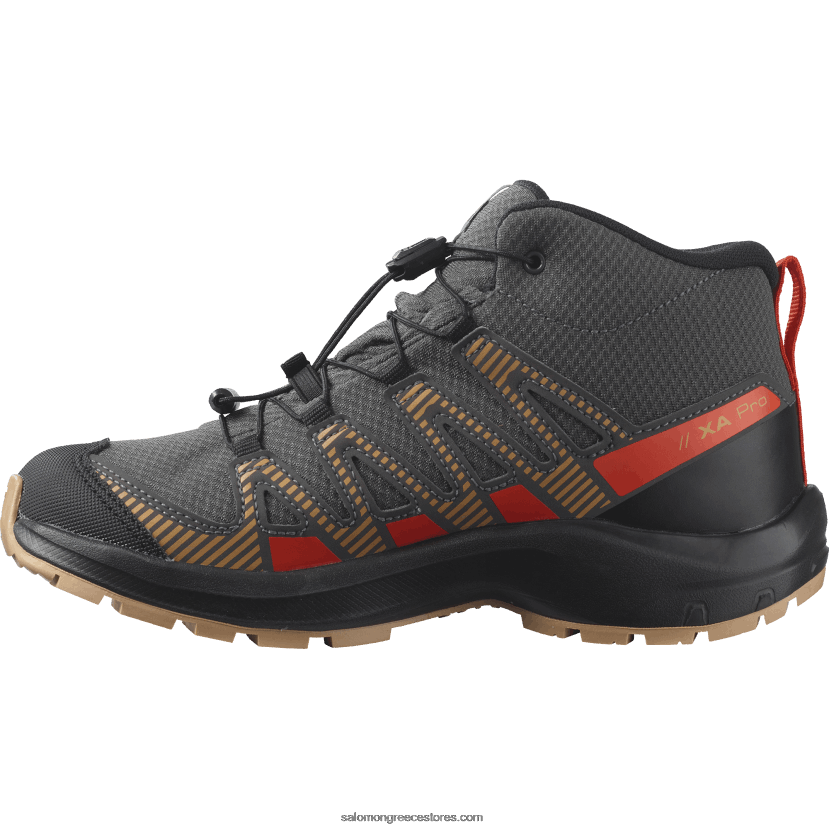 junior - παιδικά παπούτσια - xa pro v8 mid clima αδιάβροχα Salomon μαγνήτης/βελανίδι/ντοματίνι DXFPHB1342